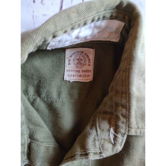 Vintage Boy Scouts of America Official Shirt Sanforized Neck Olive Green READ #2 - Picture 5 of 11